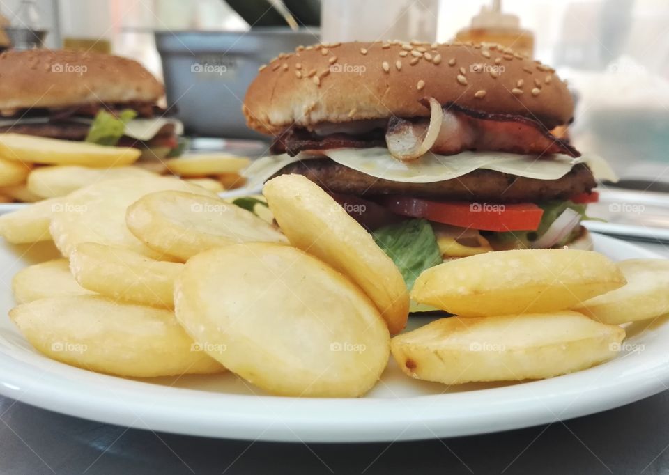 bacon burger closeup