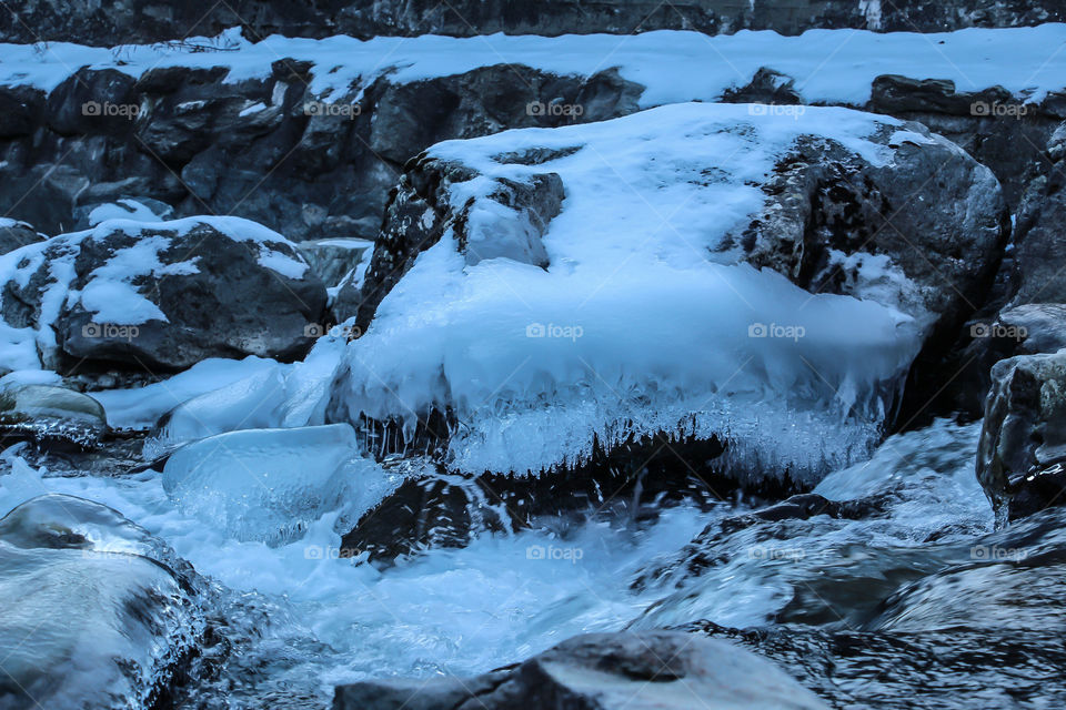 Water frosted in winter days. Sondrio, Italy