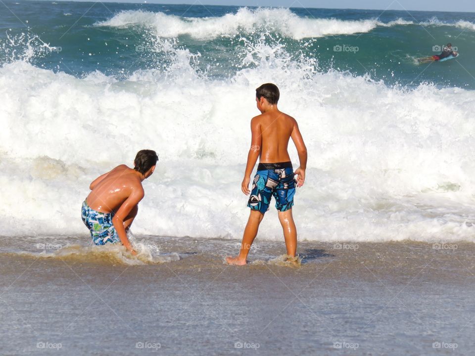 Playing in the waves