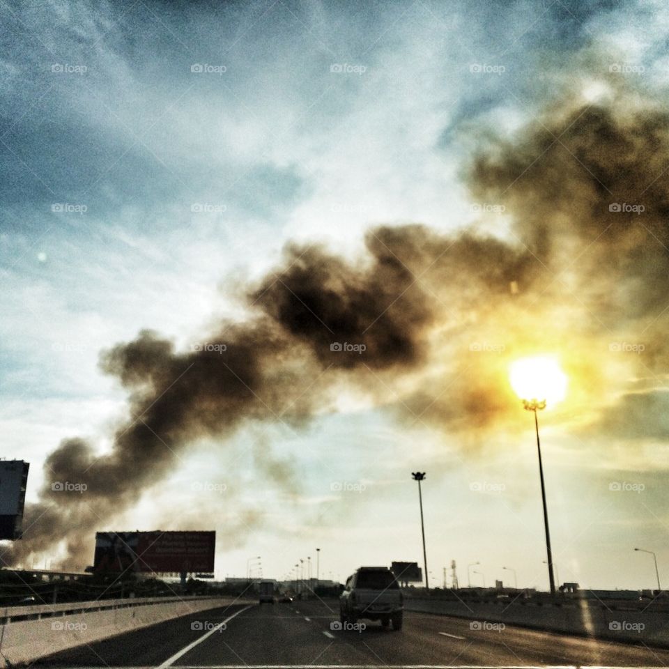 Smoke above the highway