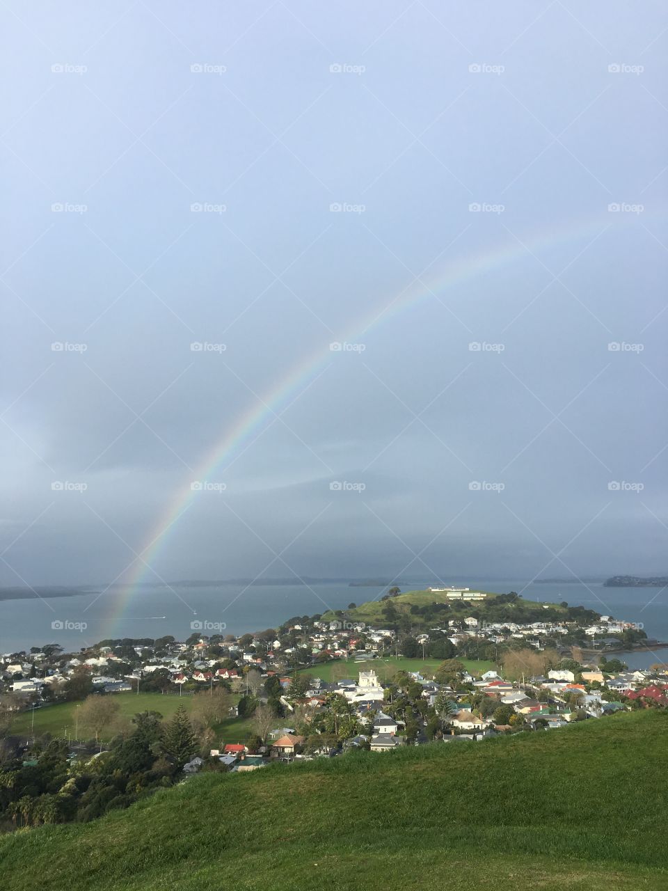 Rainbow over Fort Victoria, New Zealand