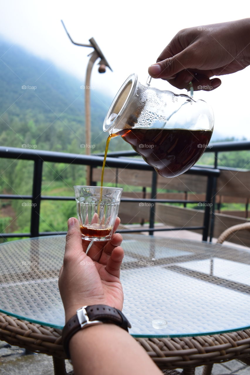 brewing black coffee