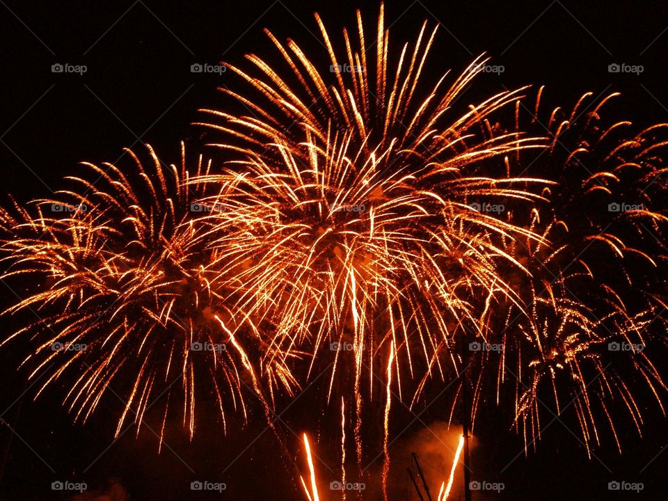 Dazzling orange fireworks.