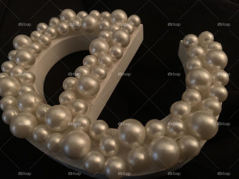 Vintage letter “e” done in pearls