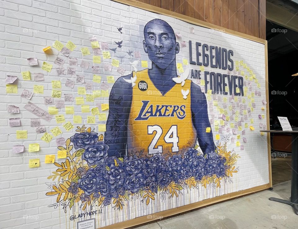 A mural of Los Angeles Lakers legend Kobe Bryant. Fullerton, California