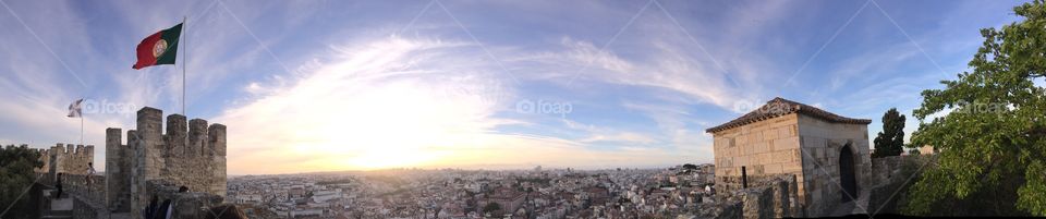 São Jorge Castell . Lisboa city and Sunset view from Saint Jorge castell 