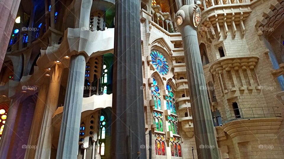 Beauty of Sagrada Familia, colorful Antoni Gaudí project, Barcelona, Spain