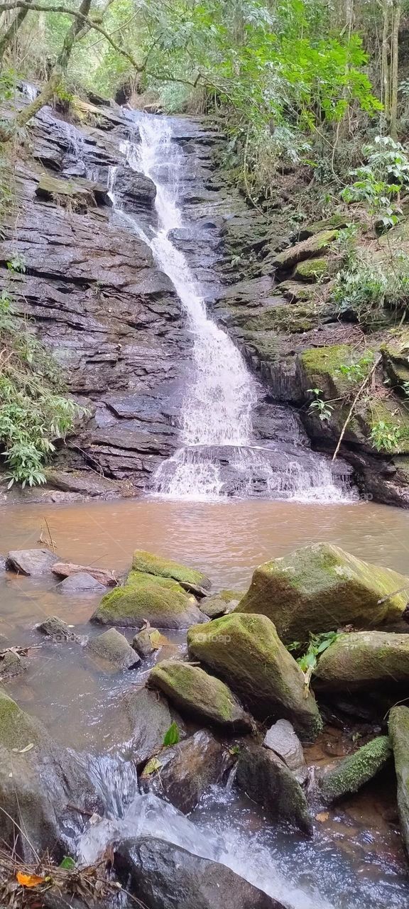 beautiful waterfall stones water