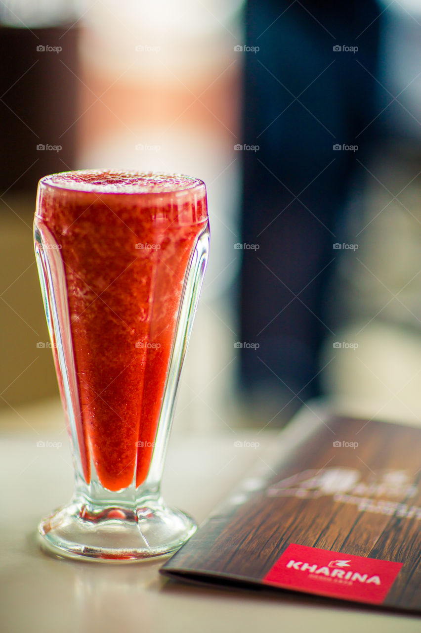 Red juice glass
