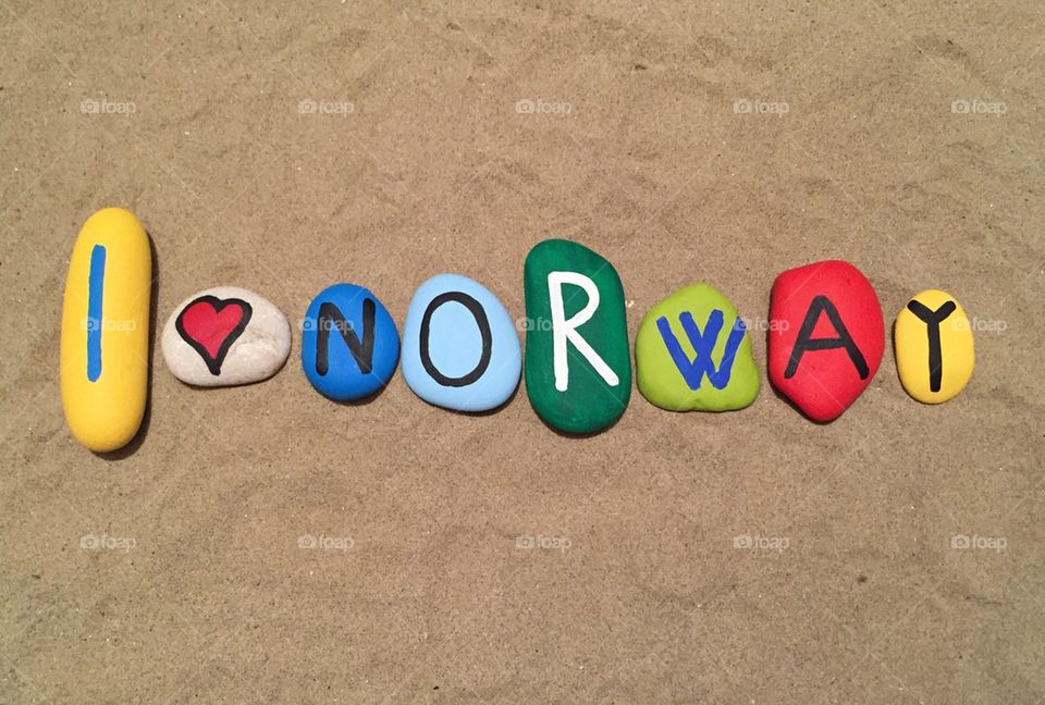 I love Norway, souvenir on colored stones