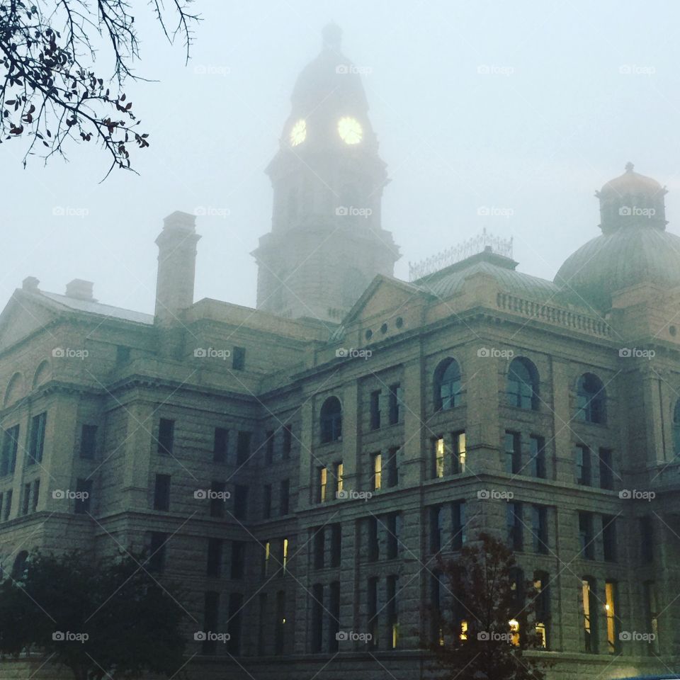 Fog over the Tarrant County Courthouse