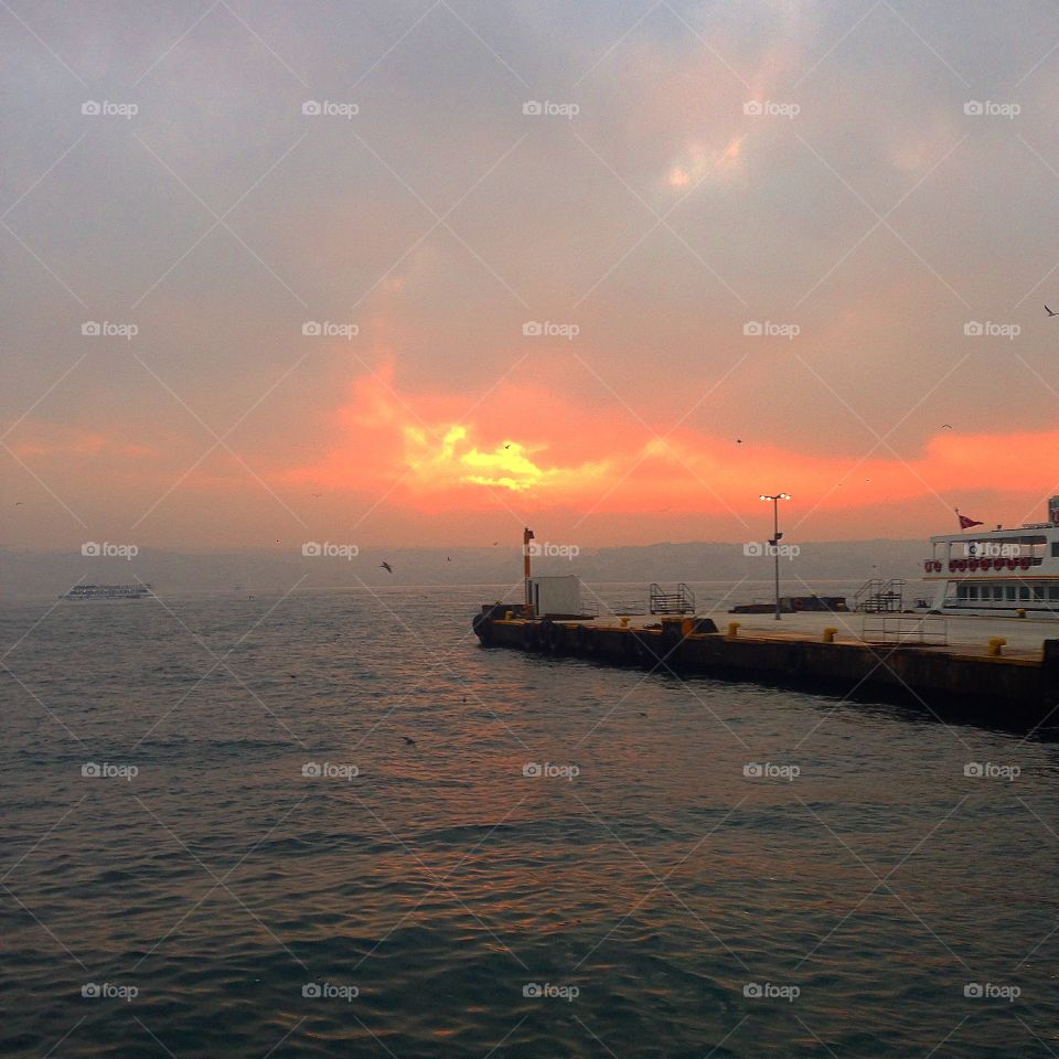 Sunset . Istanbul ferry trip