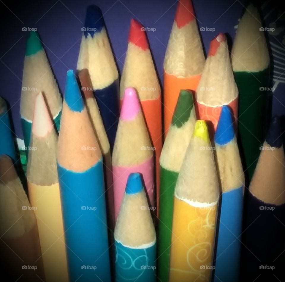 Close-up of Standing Colored Pencils