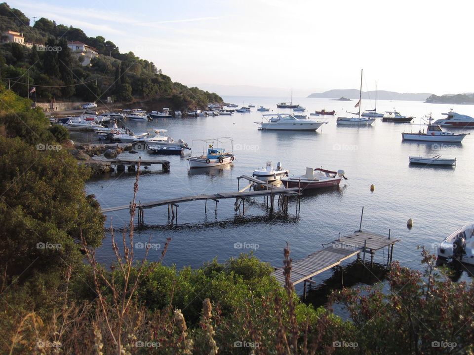 boats sea bay harbour by jeanello