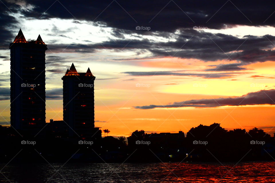 Skyscrapers watching sunset