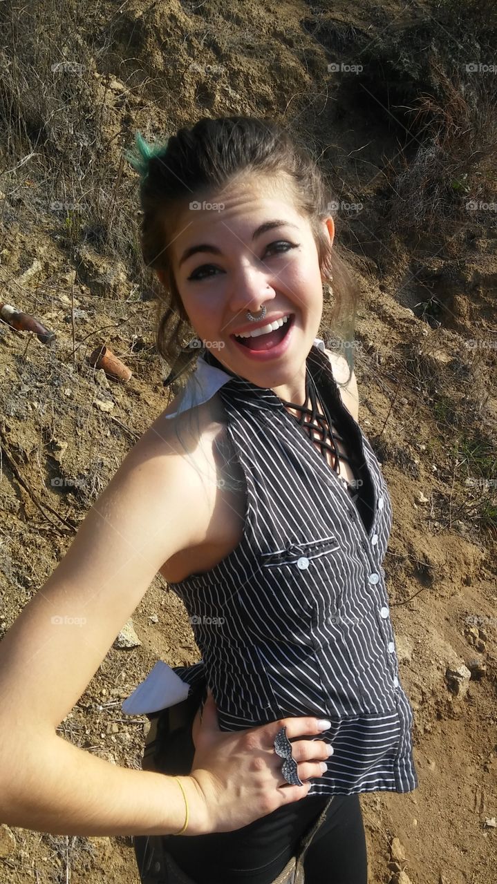 cute girl hiking