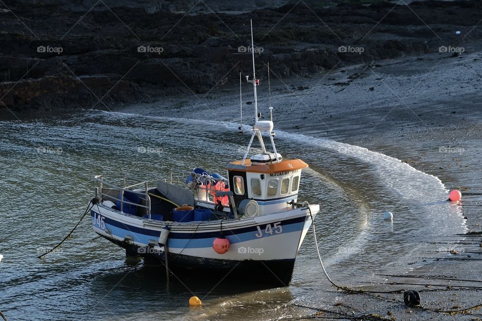 Fishing Boat at rest, Rozel Harbour, Jersey in the Channel Islands