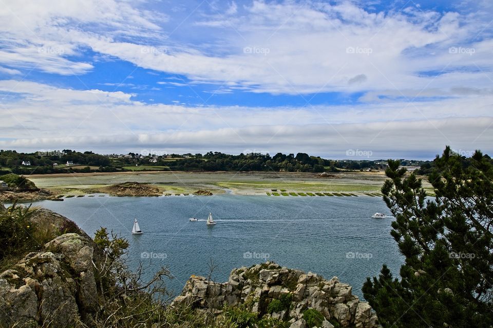 landscape with lake and clouds