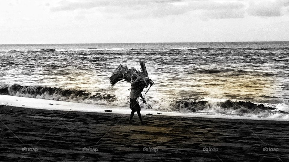 Farmer on his way back after a day on the rice fields...