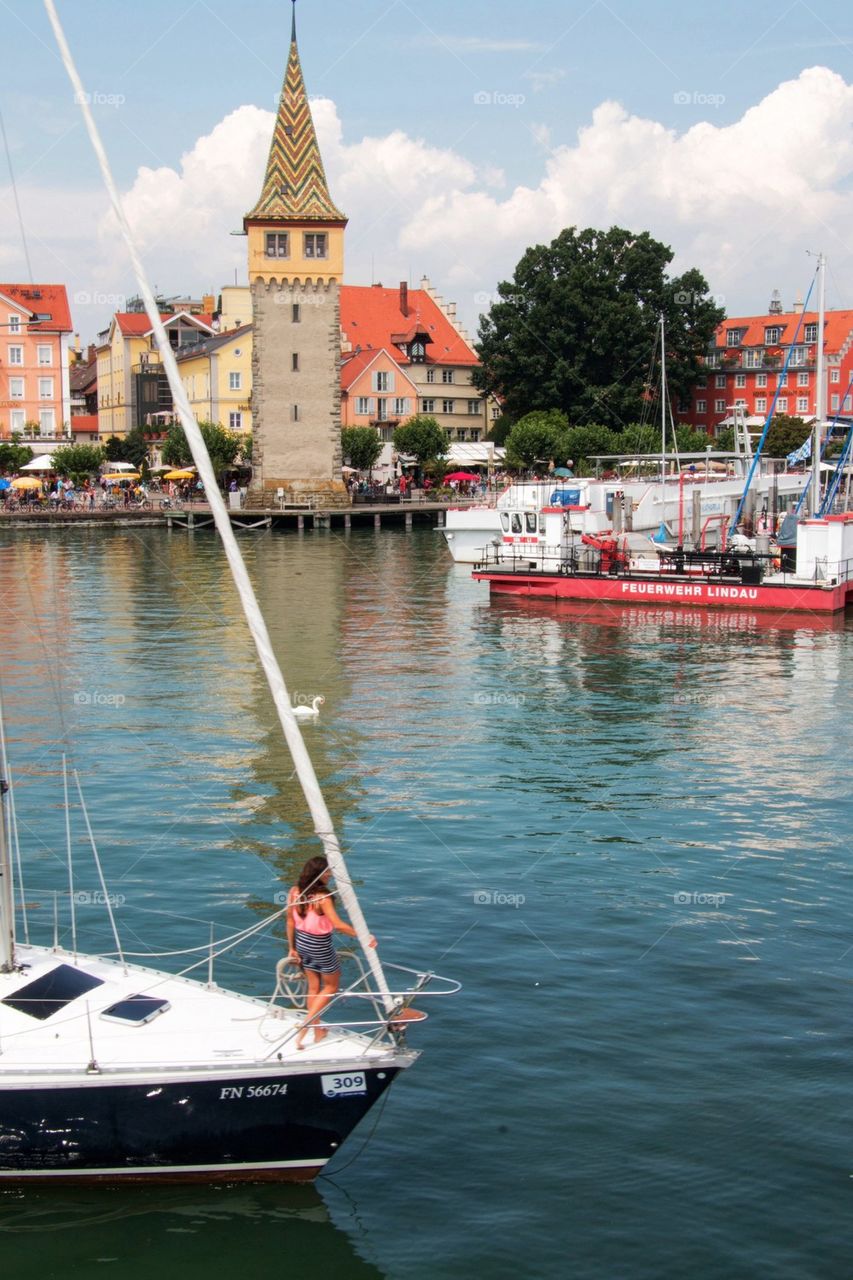 Woman on a sailboat