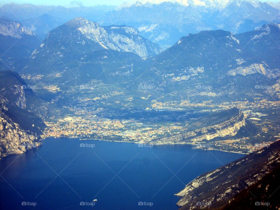 Lago Di Garda at top of Monte Baldo Valley Italy
