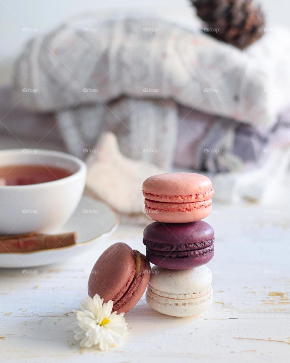 Generally, I choose macarons based on color harmony. You can take beautiful pictures of them. Strawberry and chocolate are my favorite flavors. Of course with hot tea!