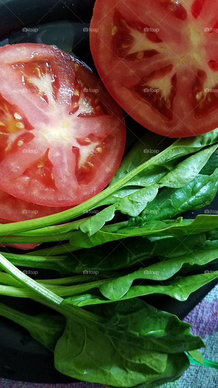 Red Tomato and Green Spinach