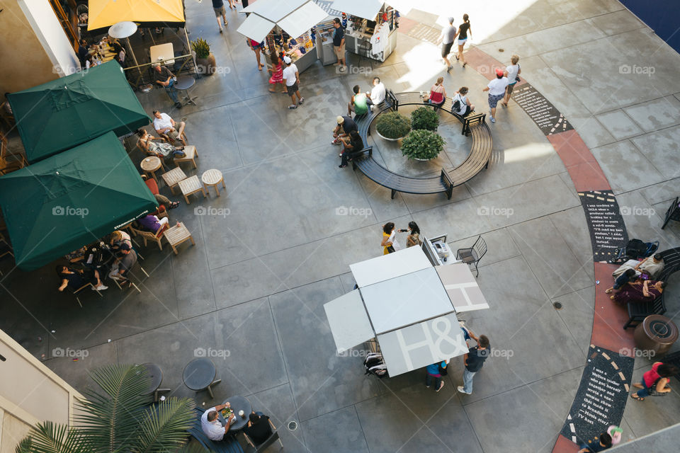 Outdoor cafe seating eating lunch time 