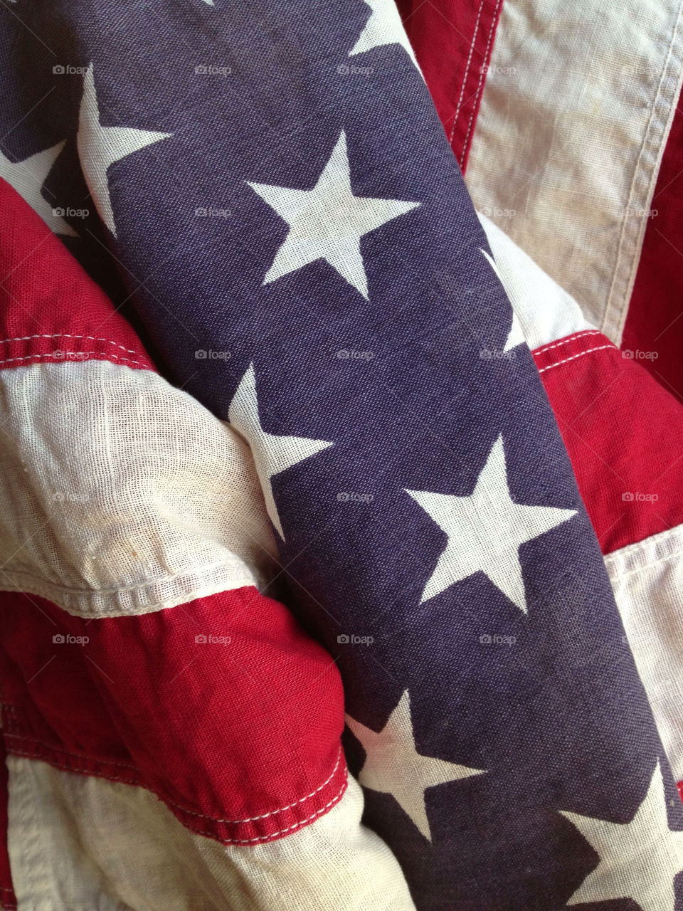 Detail of old American flag