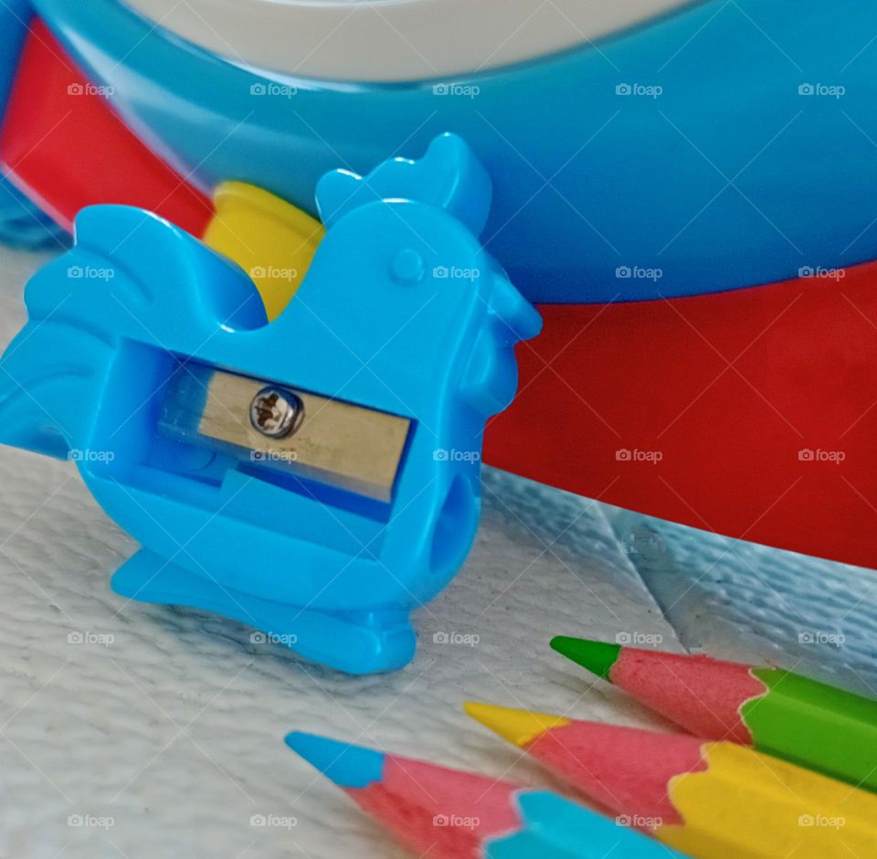 A sharpener and colour pencils...