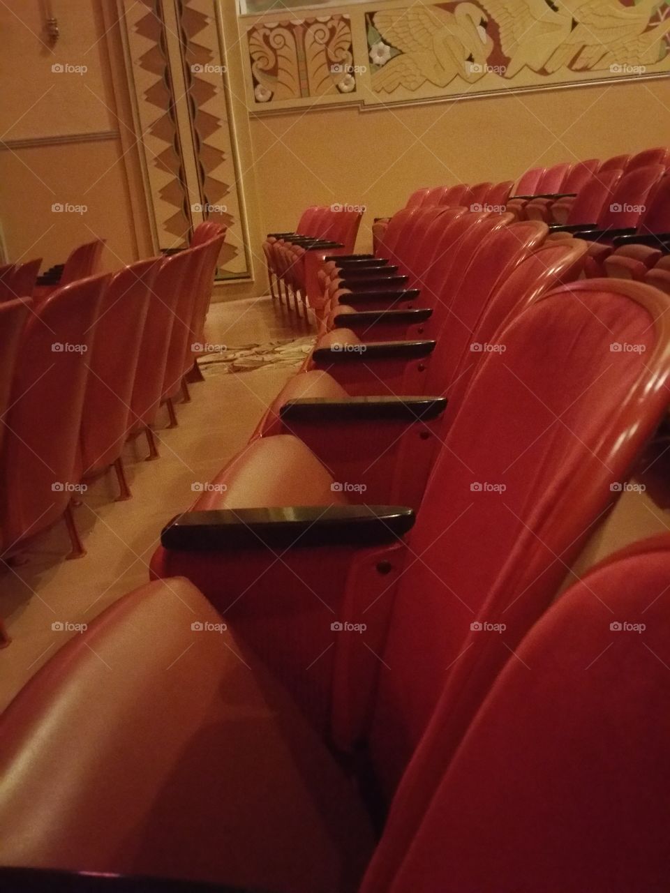 Row of Seats. At an old movie theatre