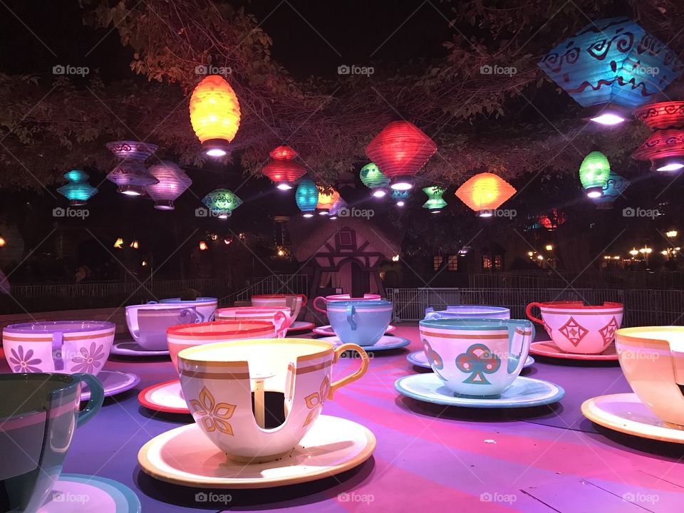 Disneyland’s Mad Tea Cups at Midnight (taken 10 minutes after Park Closing)