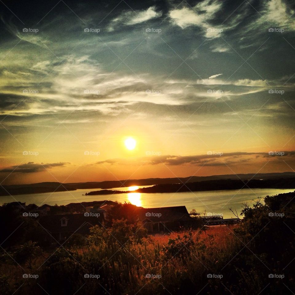 Sunset over lake of the Ozarks