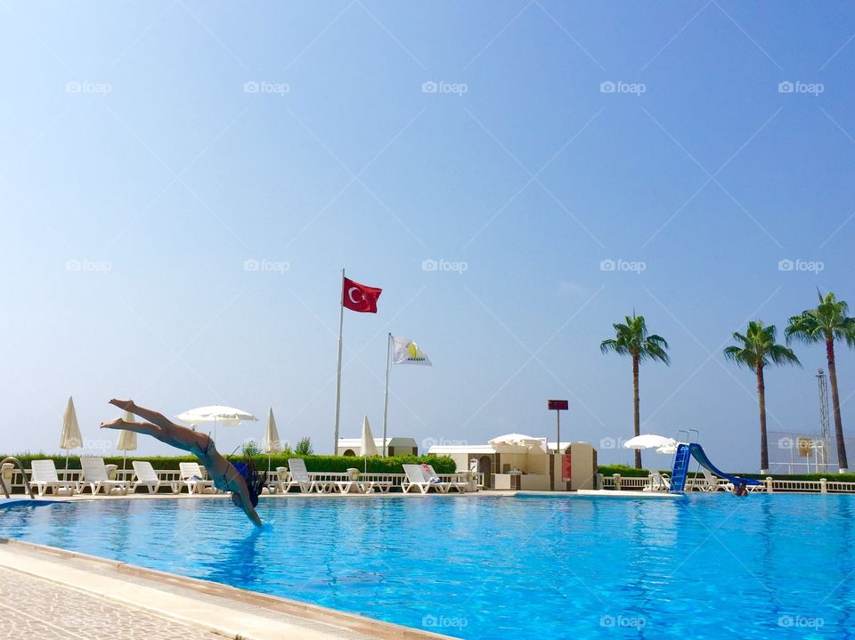 Diving into the pool. If you find a pool, just dive into it immediately.