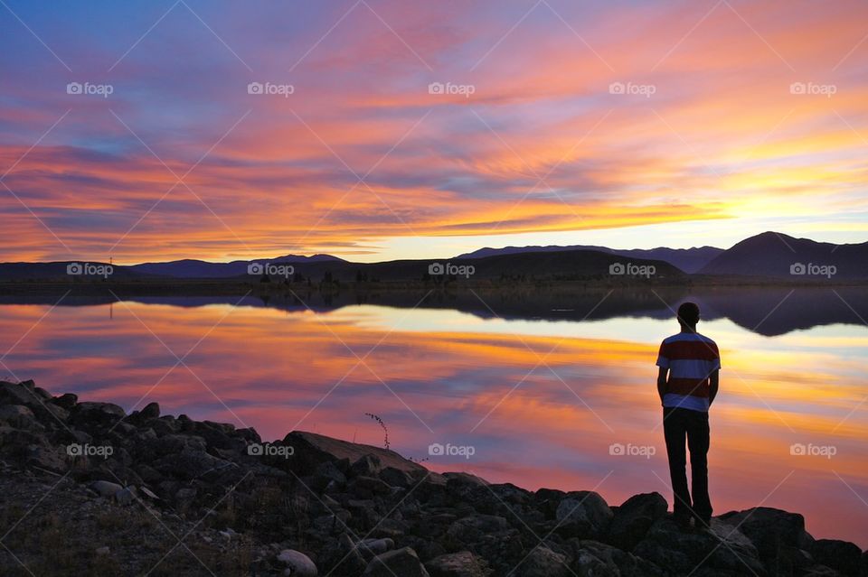 Mirror lake sunset
