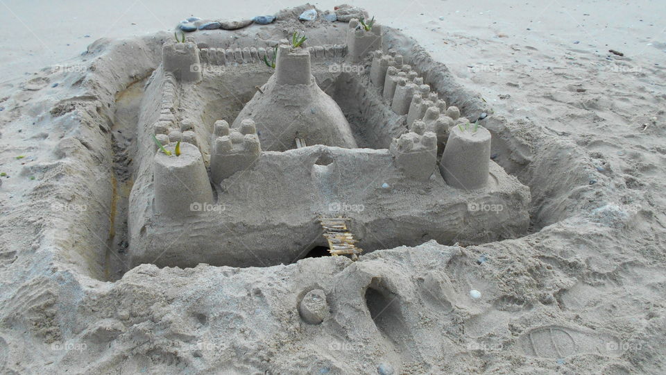 Beach sand castle. Beach sand castle