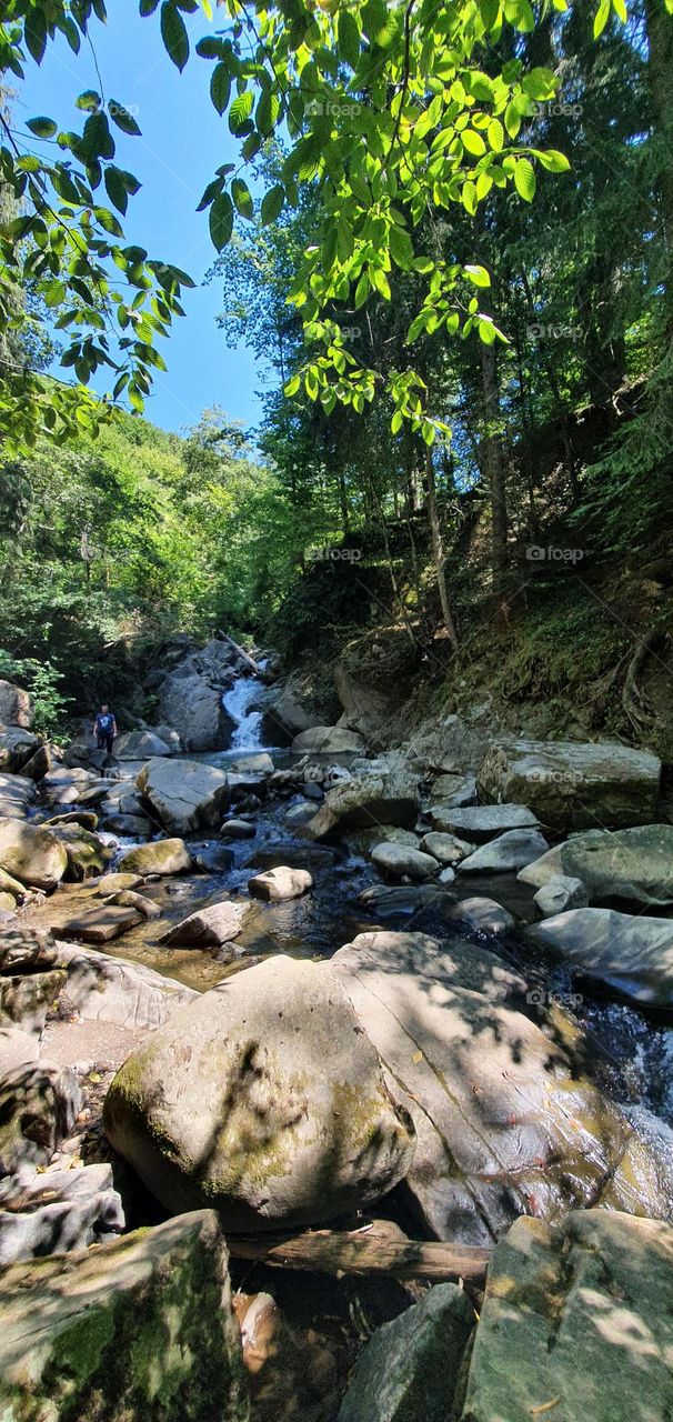 Clean and fresh water in the river Carpathian mountains