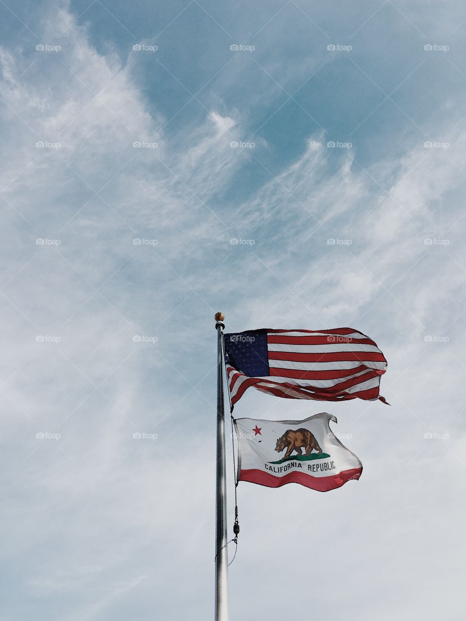 American flag + California flag. 