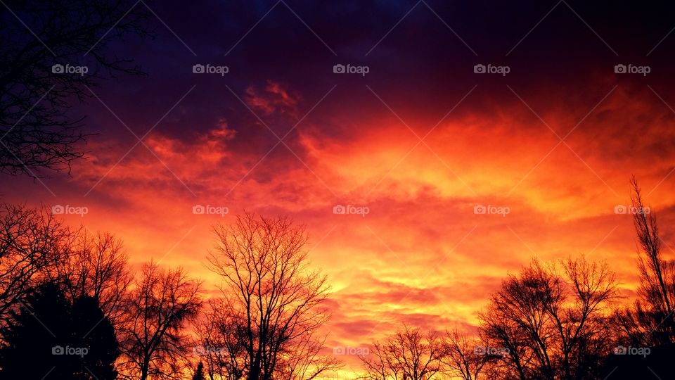 Fire Winter Sky. Sunsets are magical in Denver, Colorado, especially during the winter months.