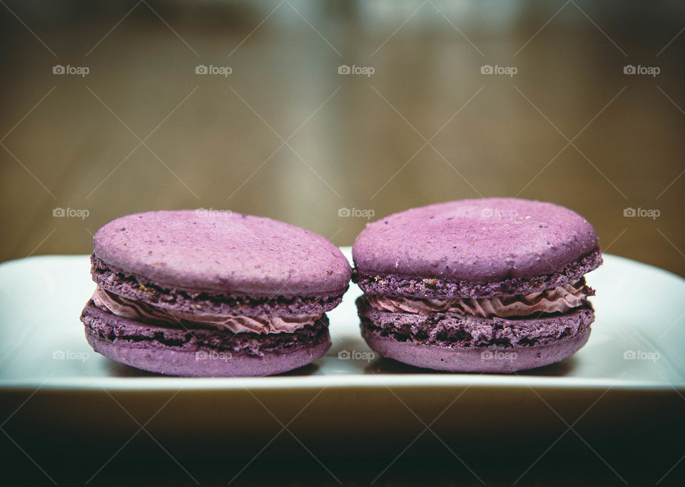 Macaroons on white plate