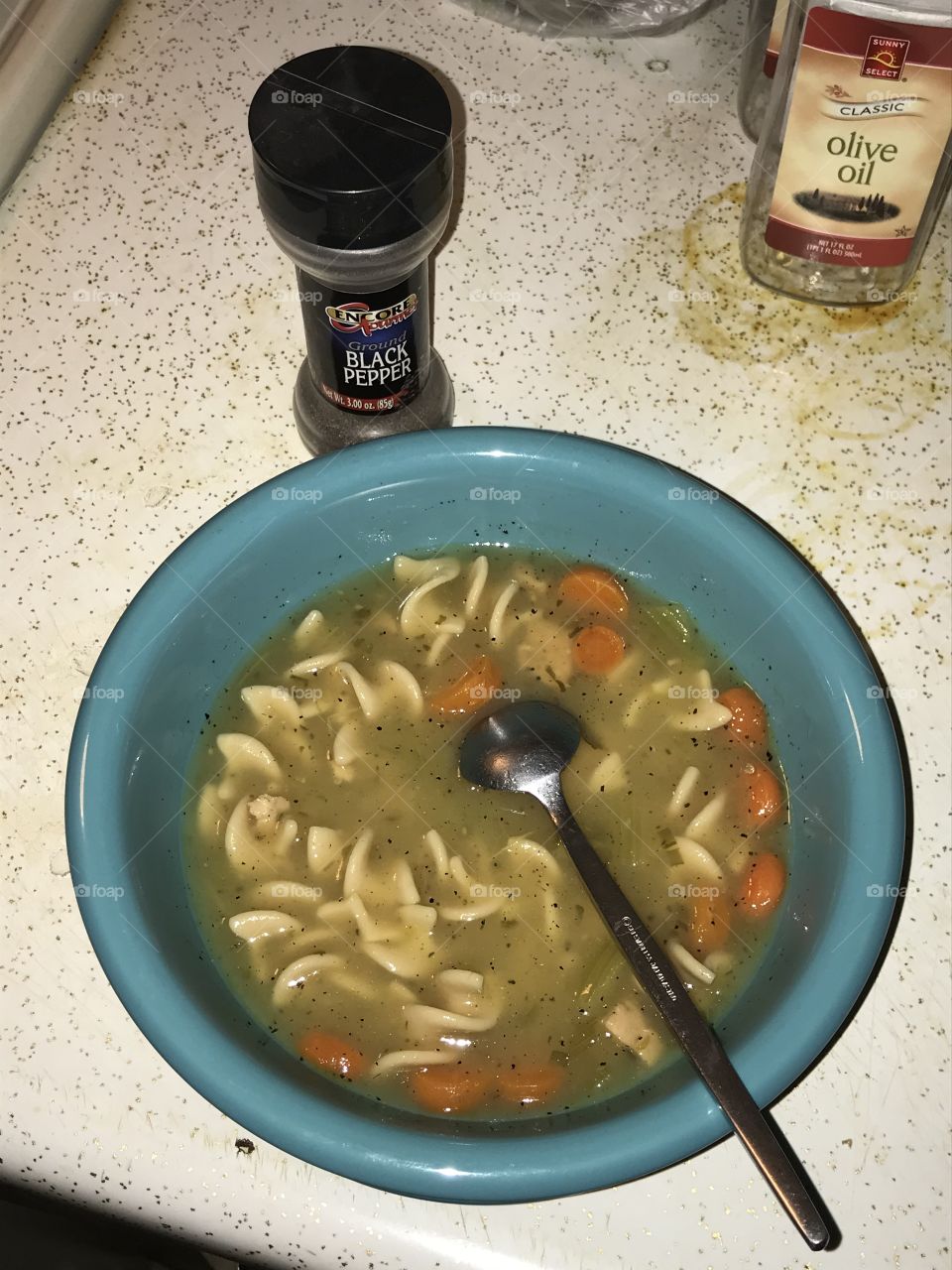 Home cooked chicken noodle soup ready for consumption. It is good for one’s soul and warms the heart.