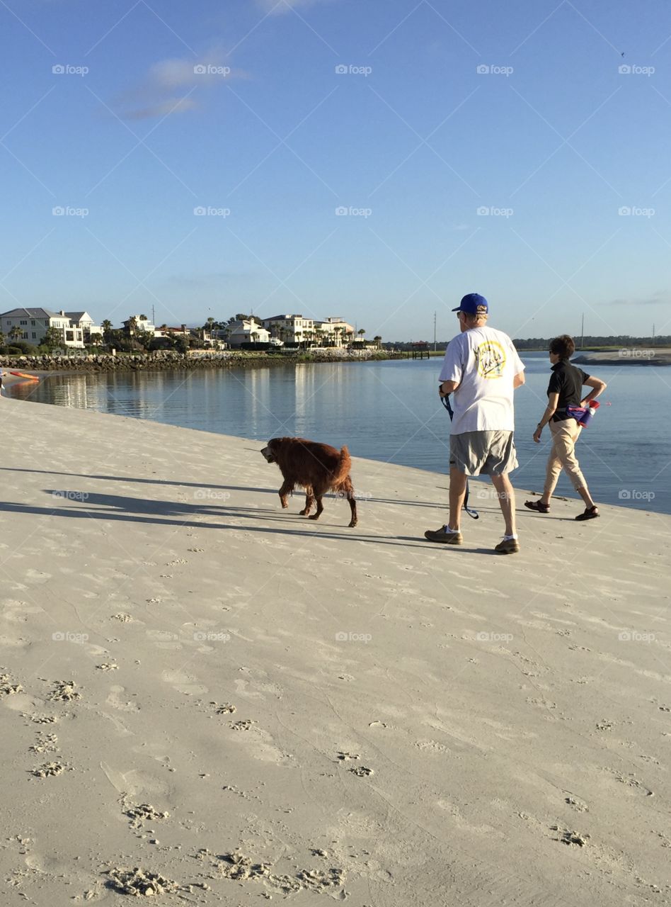 Walking on the beach with my dog