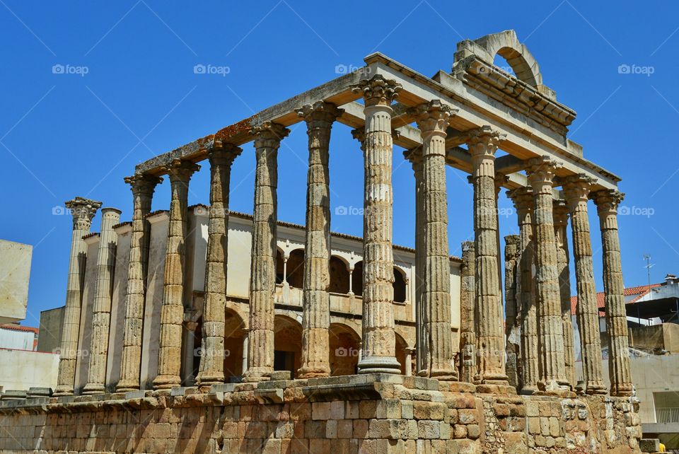 Temple of Diana. Roman Temple of Diana, Mérida, Spain.