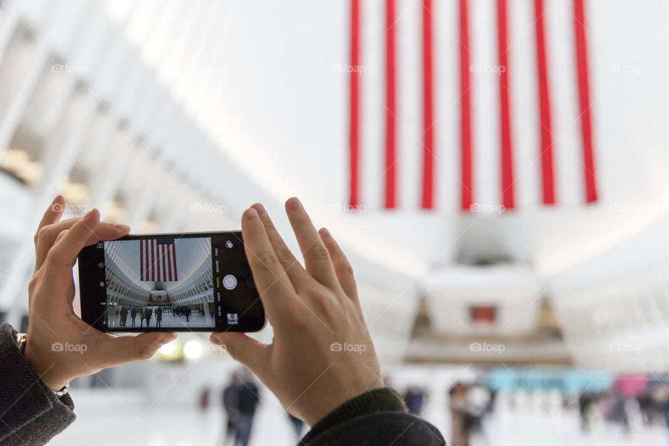 Taking photo of USA flag