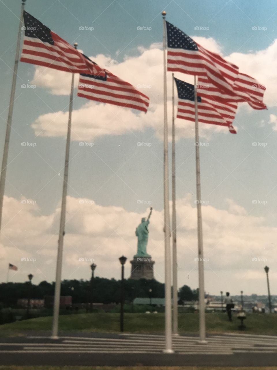 Liberty statue island flag USA