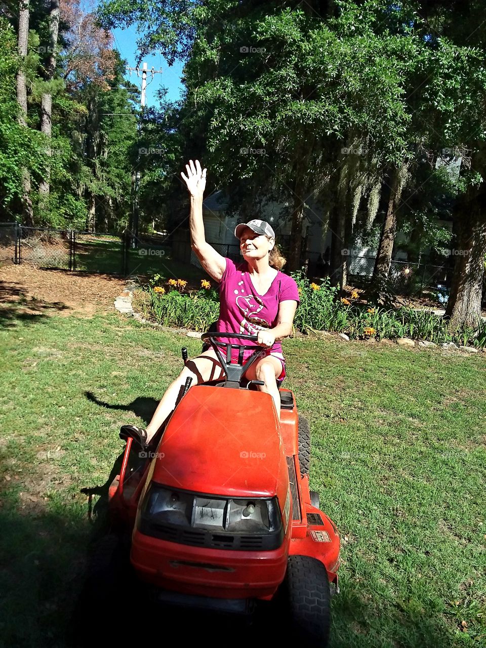 its summertime when you mow the lawn once a week on the tractor mower!😜