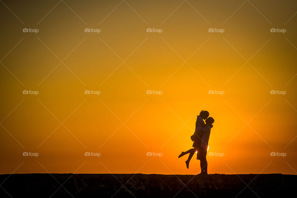 lovers on a sunset scene