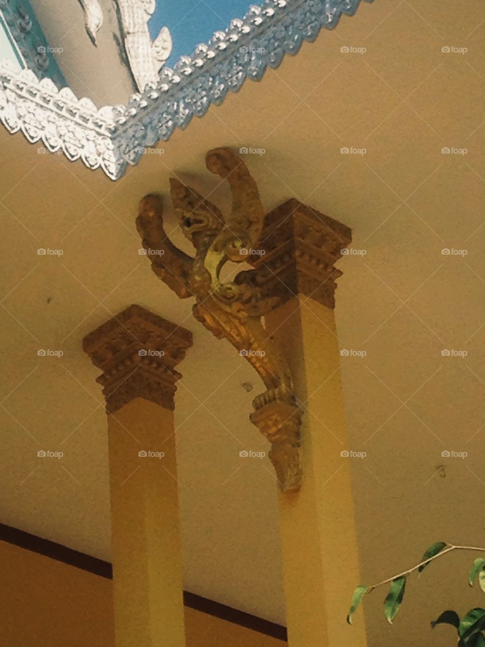 Khmer ornament on a pillar of a pagoda