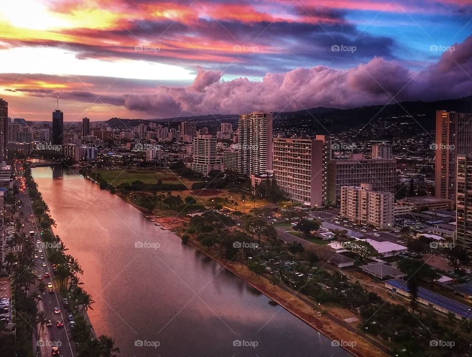 Ala Wai Canal at sunset