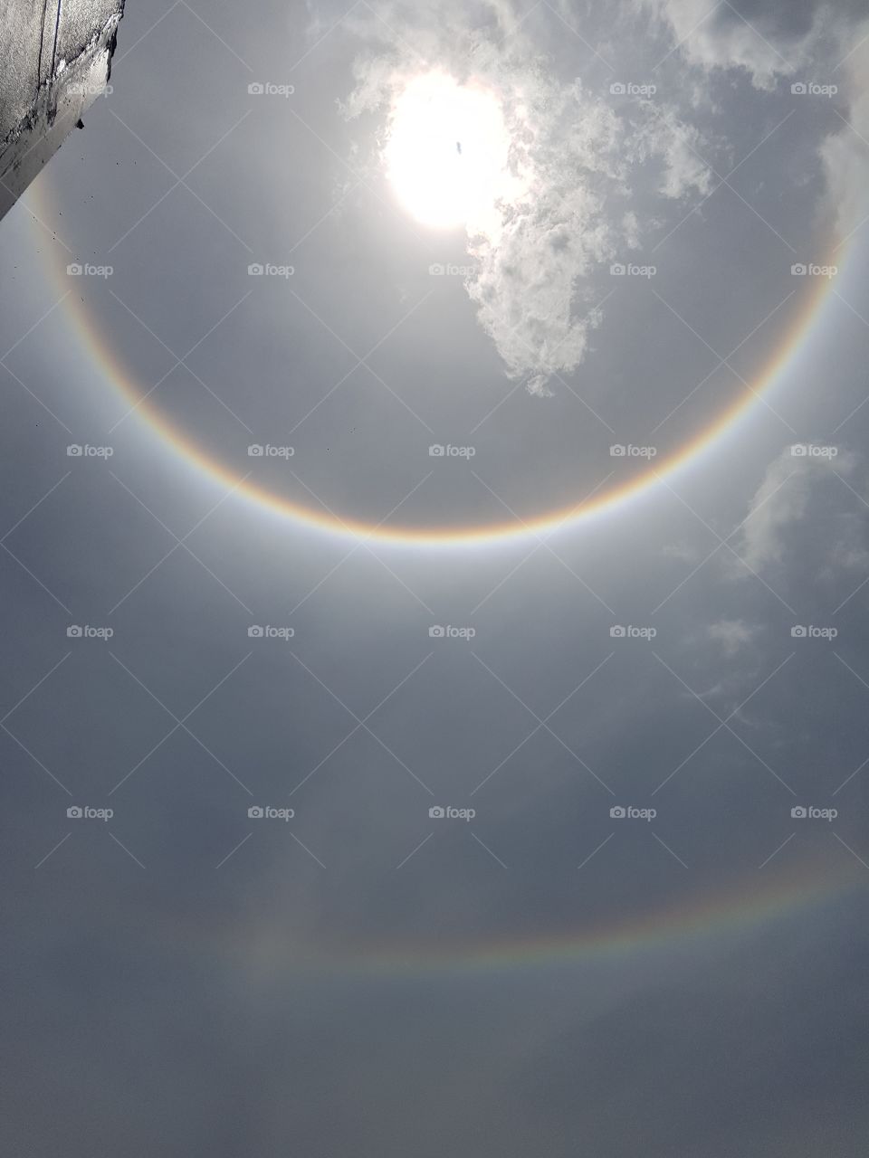 rainbow circular light hallow from the sun